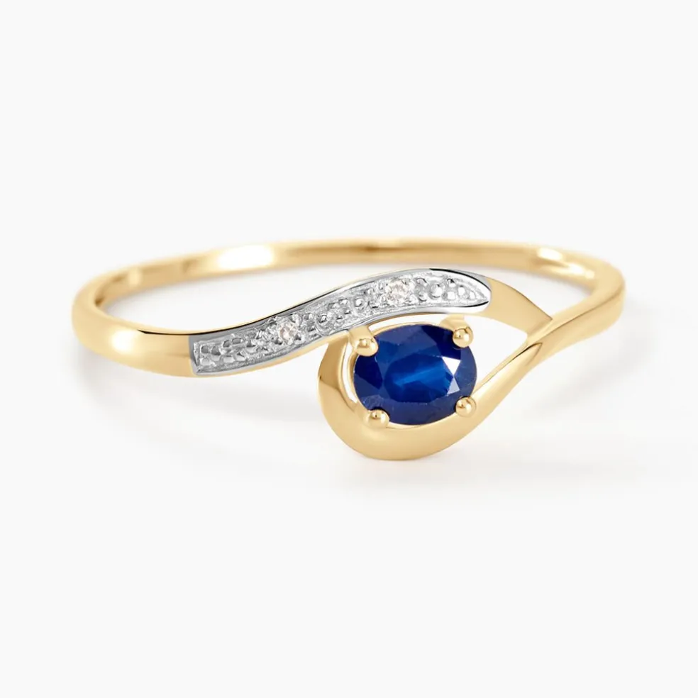 Bague Sagesse Or Jaune Saphir Et Diamant