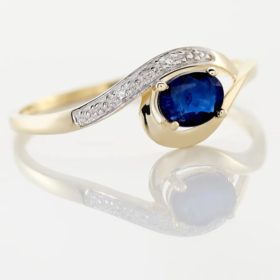 Bague Sagesse Or Jaune Saphir Et Diamant