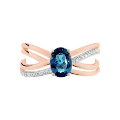 Bague Sare Or Rose Topaze Et Oxyde De Zirconium
