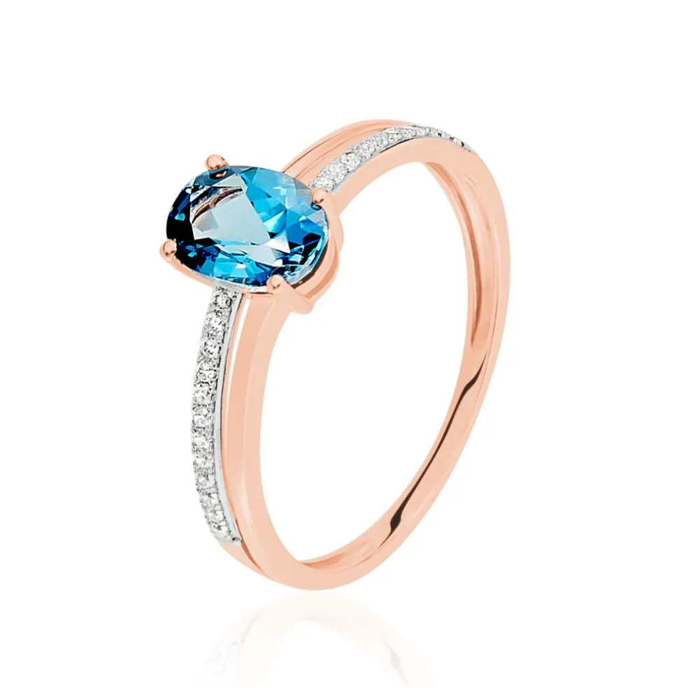 Bague Sarika Or Rose Topaze Et Oxyde De Zirconium