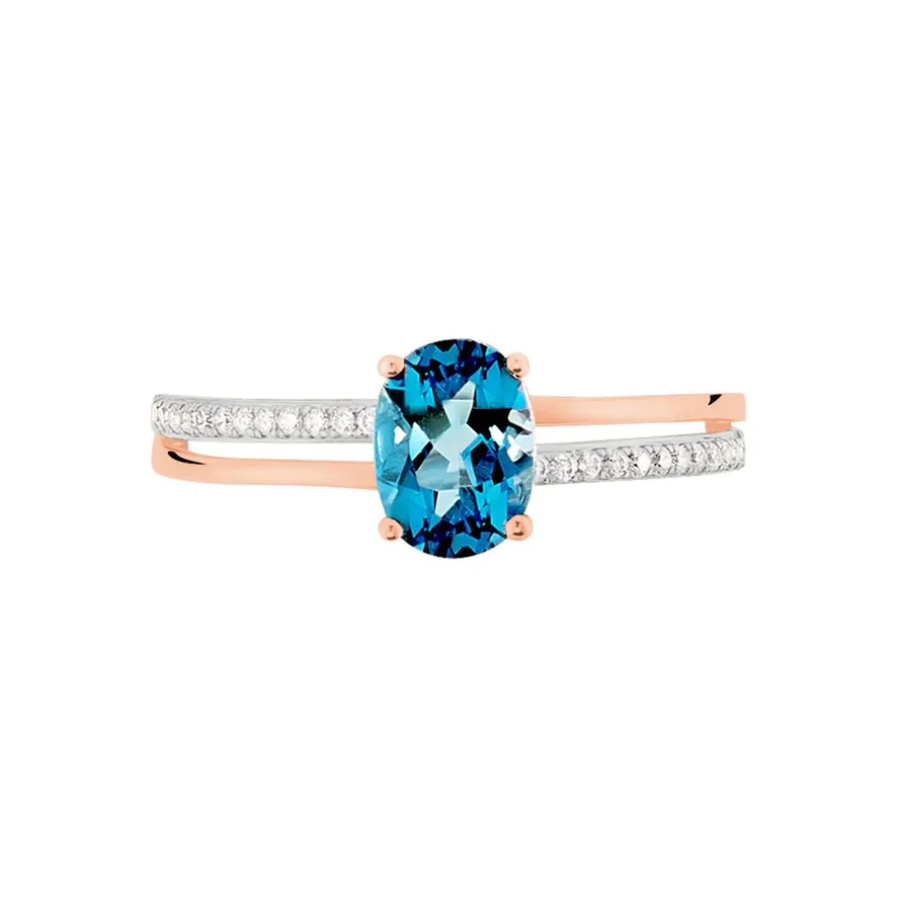 Bague Sarika Or Rose Topaze Et Oxyde De Zirconium