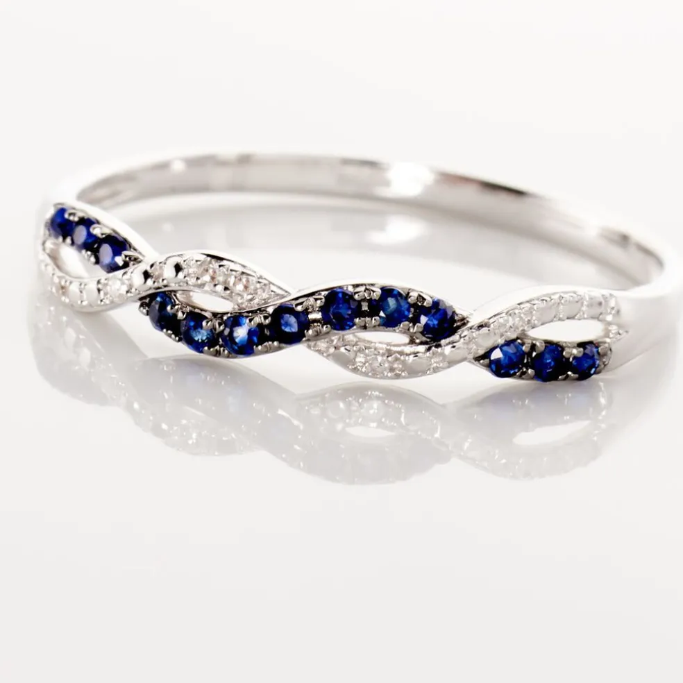 Bague Sofia Or Blanc Saphir Et Diamant