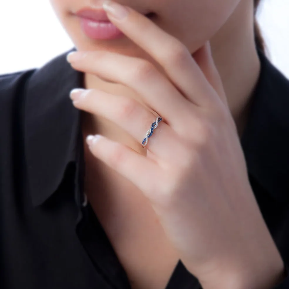 Bague Sofia Or Blanc Saphir Et Diamant