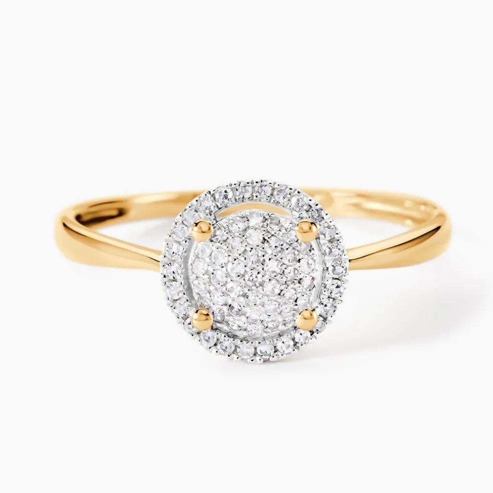 Bague Soleil D'hiver Or Jaune Diamant