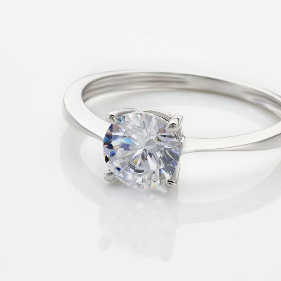 Bague Solitaire Abriel Or Blanc Oxyde De Zirconium