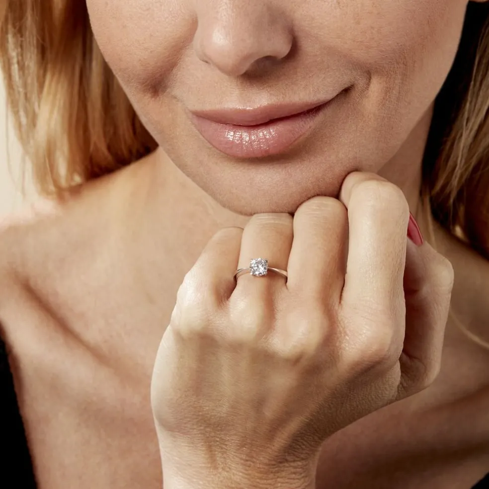 Bague Solitaire Abriel Or Blanc Oxyde De Zirconium
