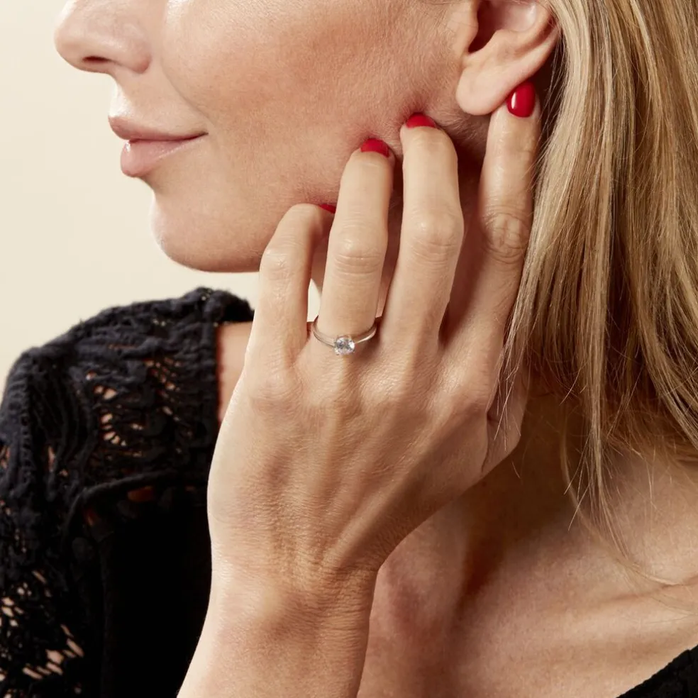 Bague Solitaire Abriel Or Blanc Oxyde De Zirconium