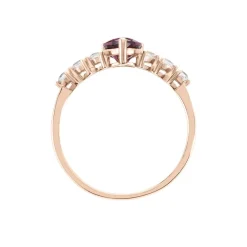 Bague Solitaire Accompagné Or Rose Samanta Rhodolite