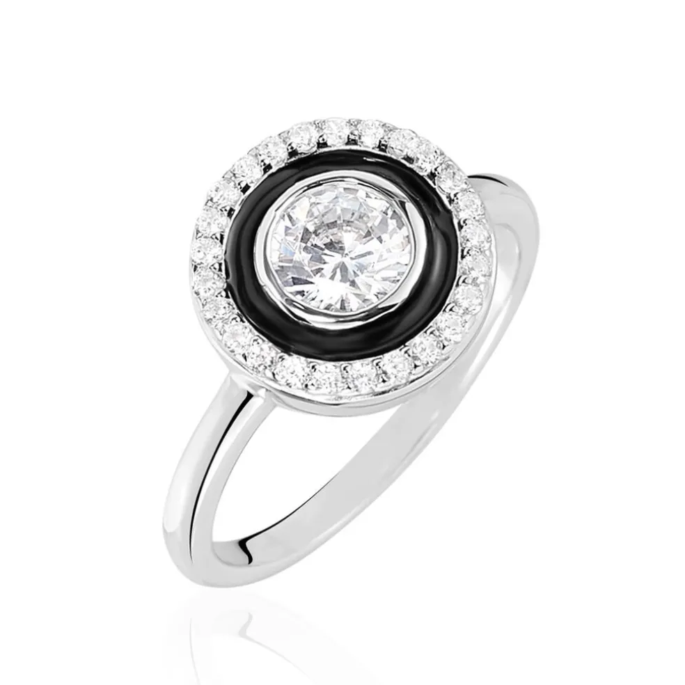 Bague Solitaire Aliou Argent Blanc Oxyde De Zirconium