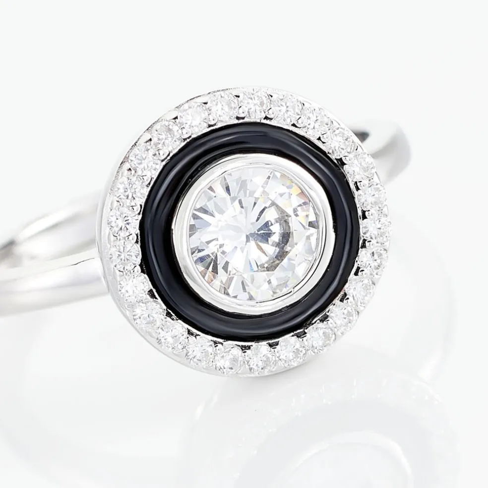 Bague Solitaire Aliou Argent Blanc Oxyde De Zirconium