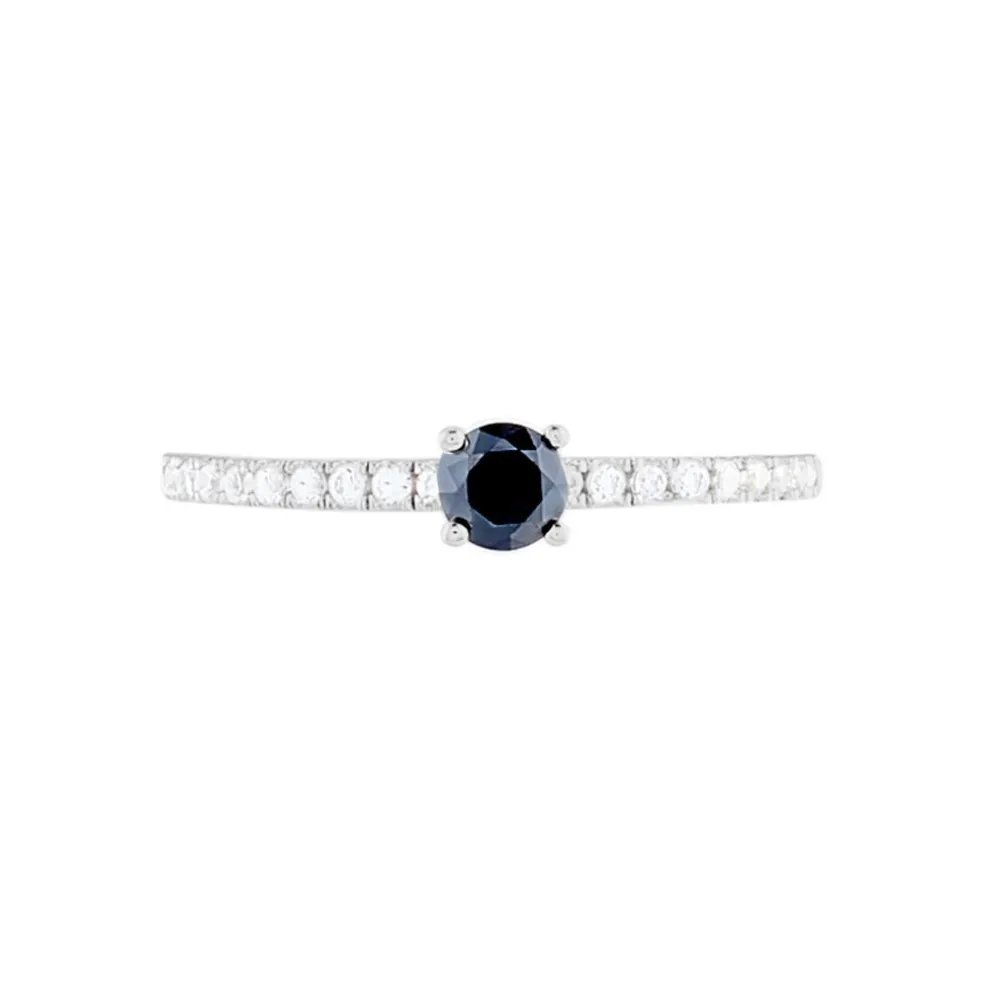 Bague Solitaire Argent Blanc Quitteri Oxyde De Zirconium