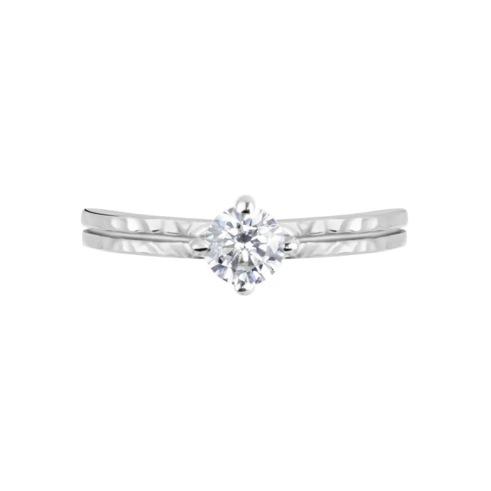 Bague Solitaire Argent Blanc Candi Oxyde De Zirconium