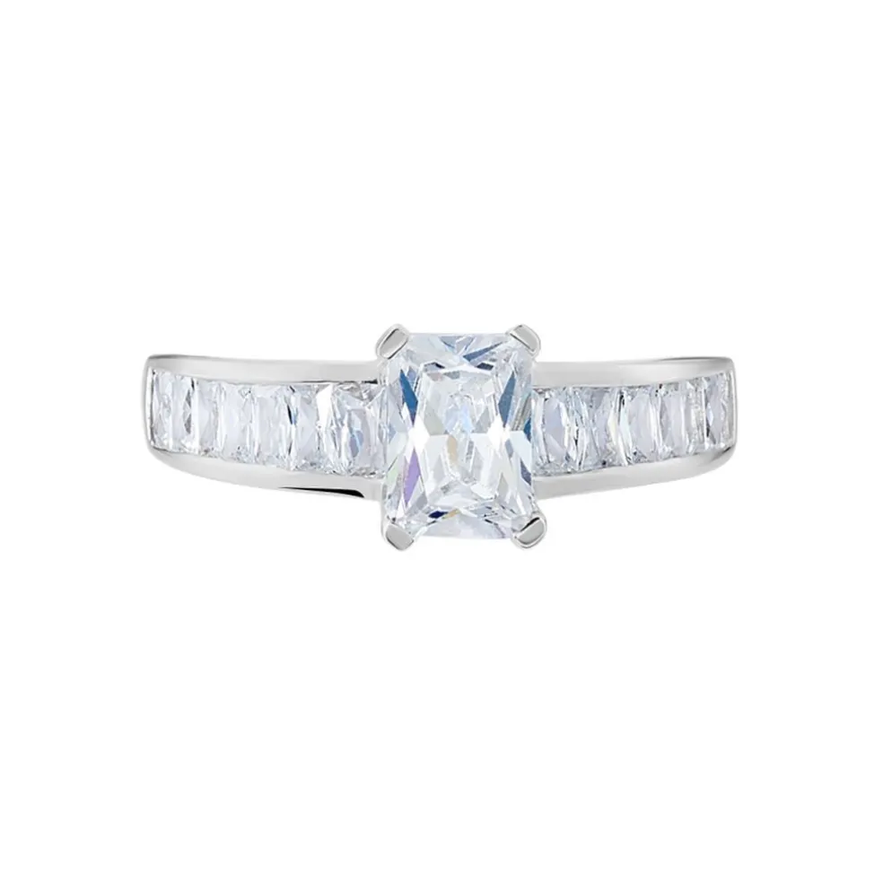 Bague Solitaire Aronn Argent Blanc Oxyde De Zirconium