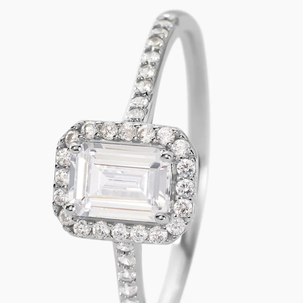 Bague Solitaire Cadmos Argent Blanc Oxyde De Zirconium
