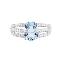 Bague Solitaire Carmelice Or Blanc Topaze Et Oxyde De Zirconium