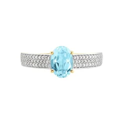 Bague Solitaire Crista Or Jaune Topaze Et Oxyde