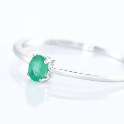 Bague Solitaire Dota Or Blanc Emeraude