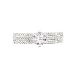 Bague Solitaire Ellora Argent Blanc Oxyde De Zirconium