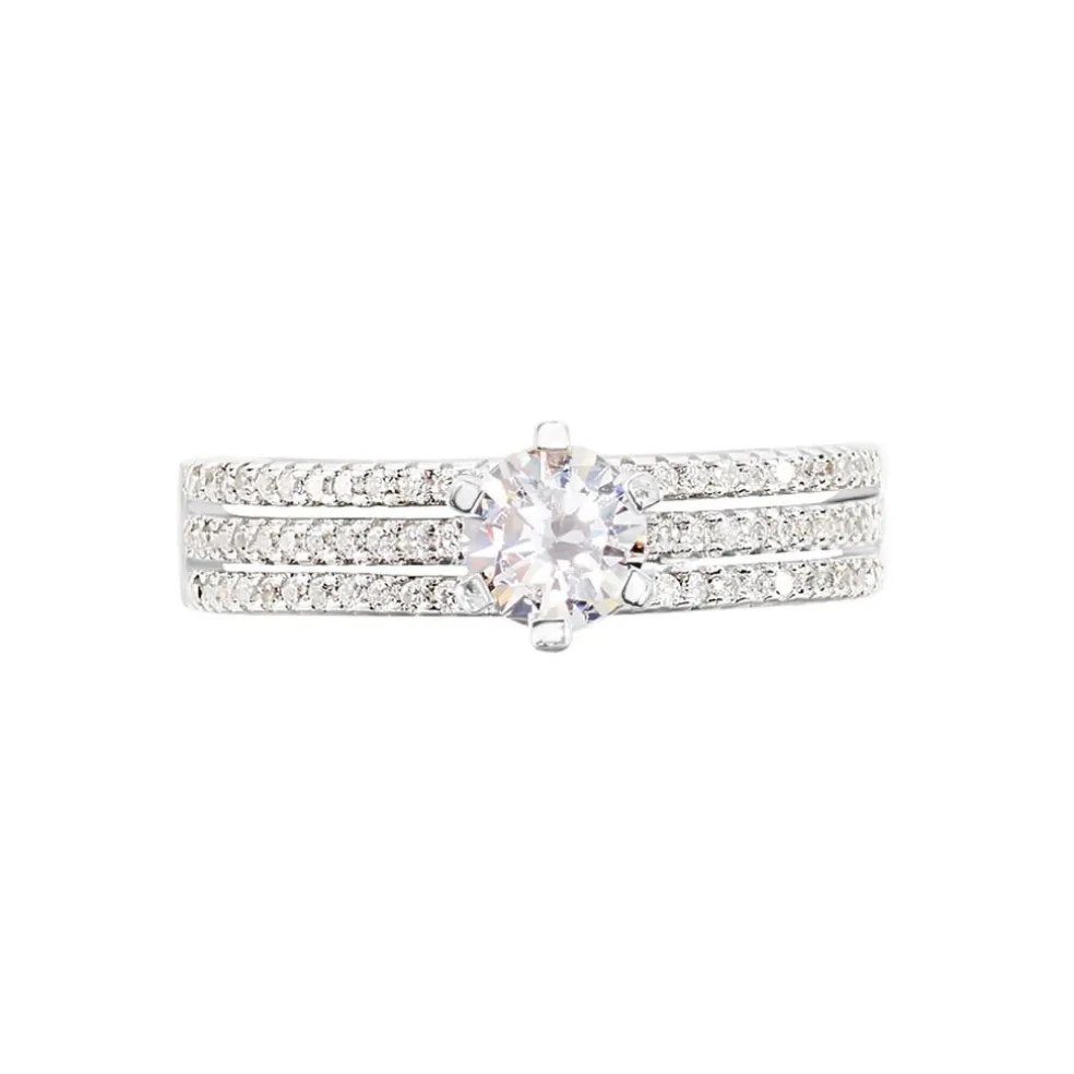 Bague Solitaire Ellora Argent Blanc Oxyde De Zirconium