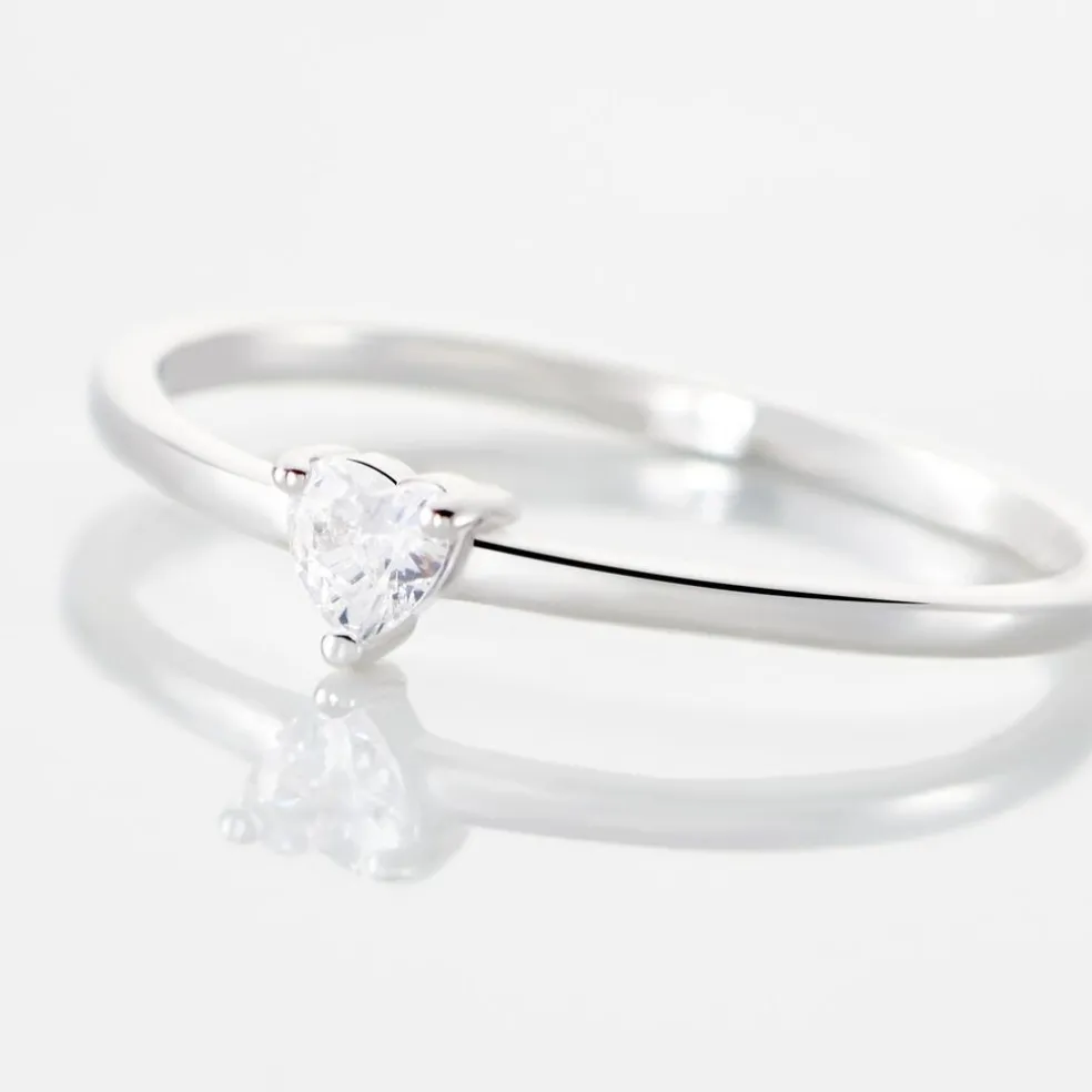 Bague Solitaire 1er Solitaire Argent Blanc Oxyde De Zirconium