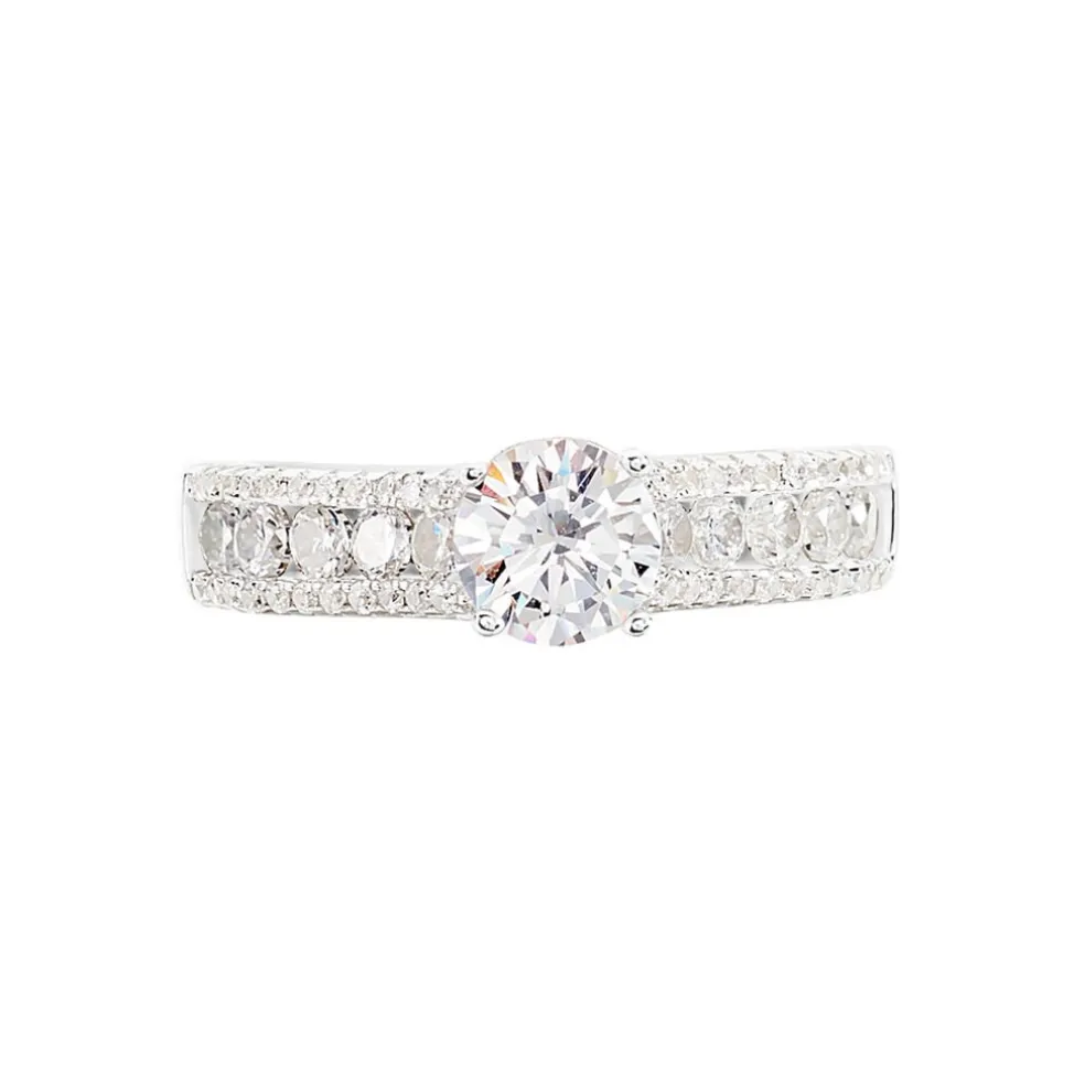 Bague Solitaire Hamane Argent Blanc Oxyde De Zirconium