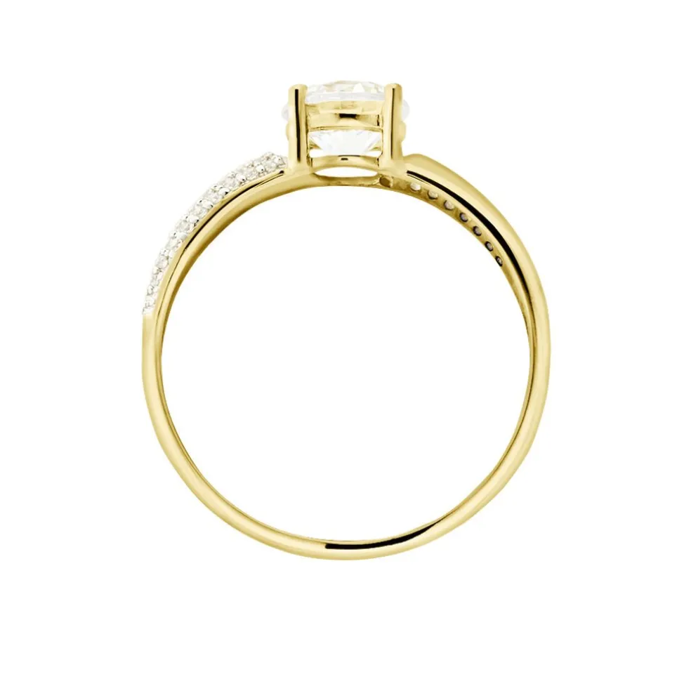 Bague Solitaire Messine Or Jaune Oxyde De Zirconium