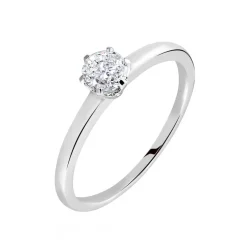 Bague Solitaire Natalia Or Blanc Diamant Synthetique