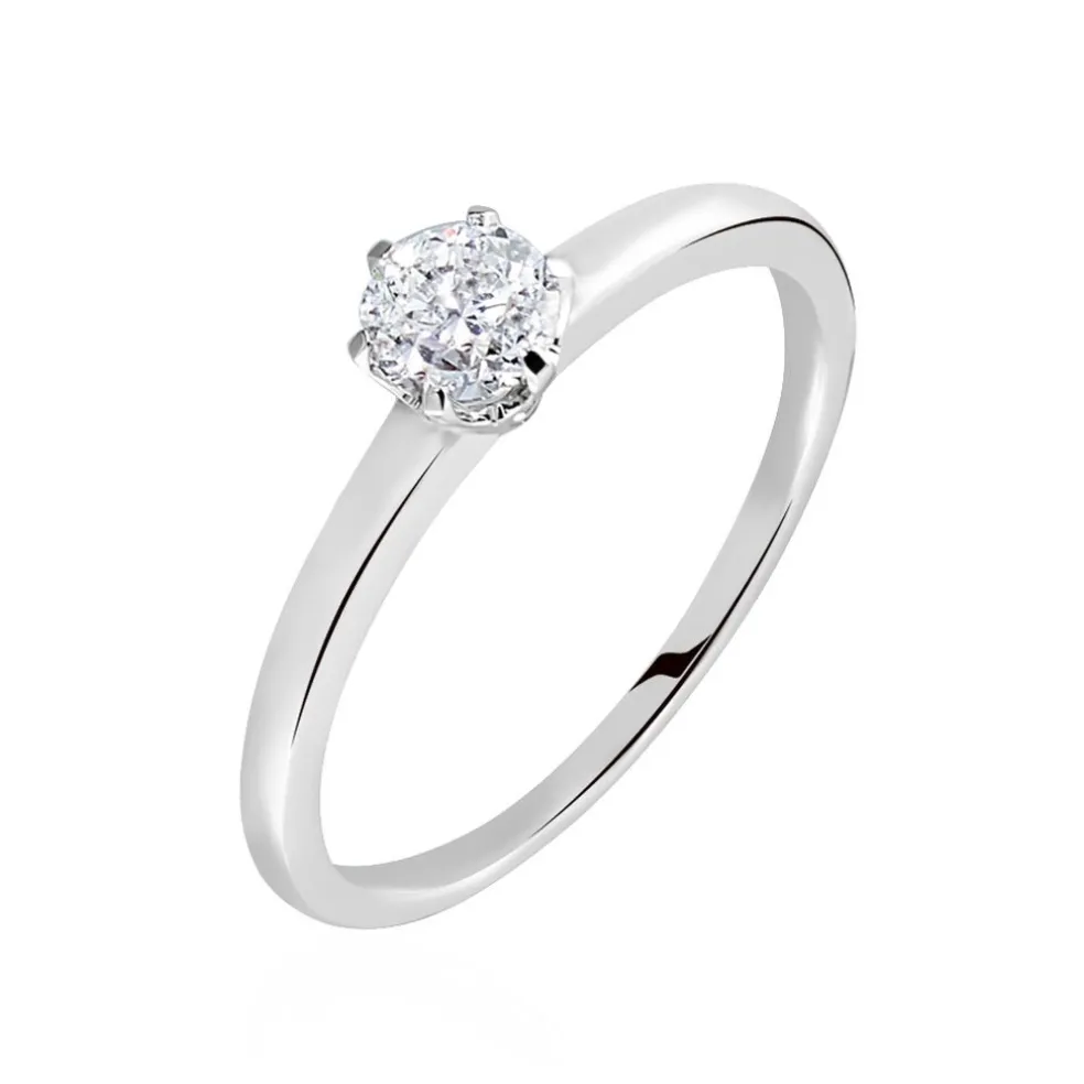 Bague Solitaire Natalia Or Blanc Diamant Synthetique