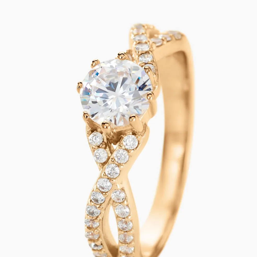 Bague Solitaire Plaqué Or Jaune Arienne Oxydes De Zirconium