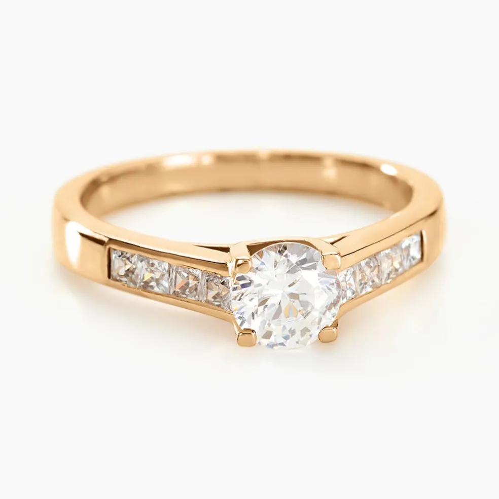Bague Solitaire Stevie Plaqué Or Jaune Oxyde De Zirconium