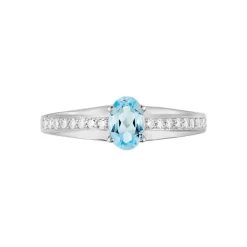 Bague Solitaire Tahyss Or Blanc Topaze Et Oxyde De Zirconium