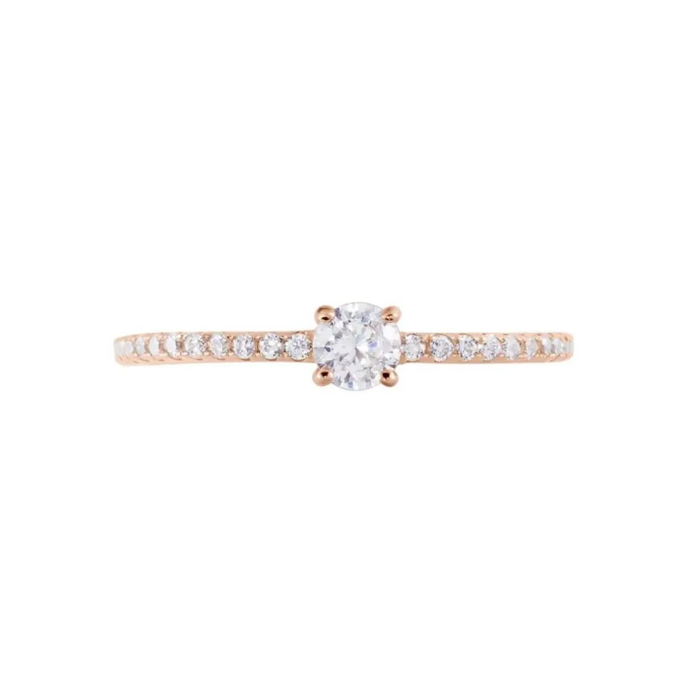 Bague Solitaire Ursi Argent Rose Oxyde De Zirconium