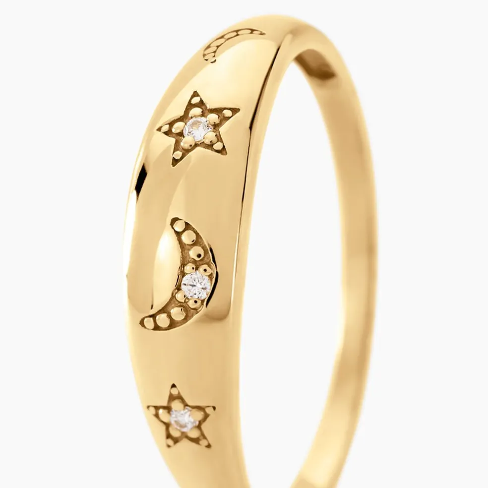 Bague Stellar Or Jaune Oxyde De Zirconium