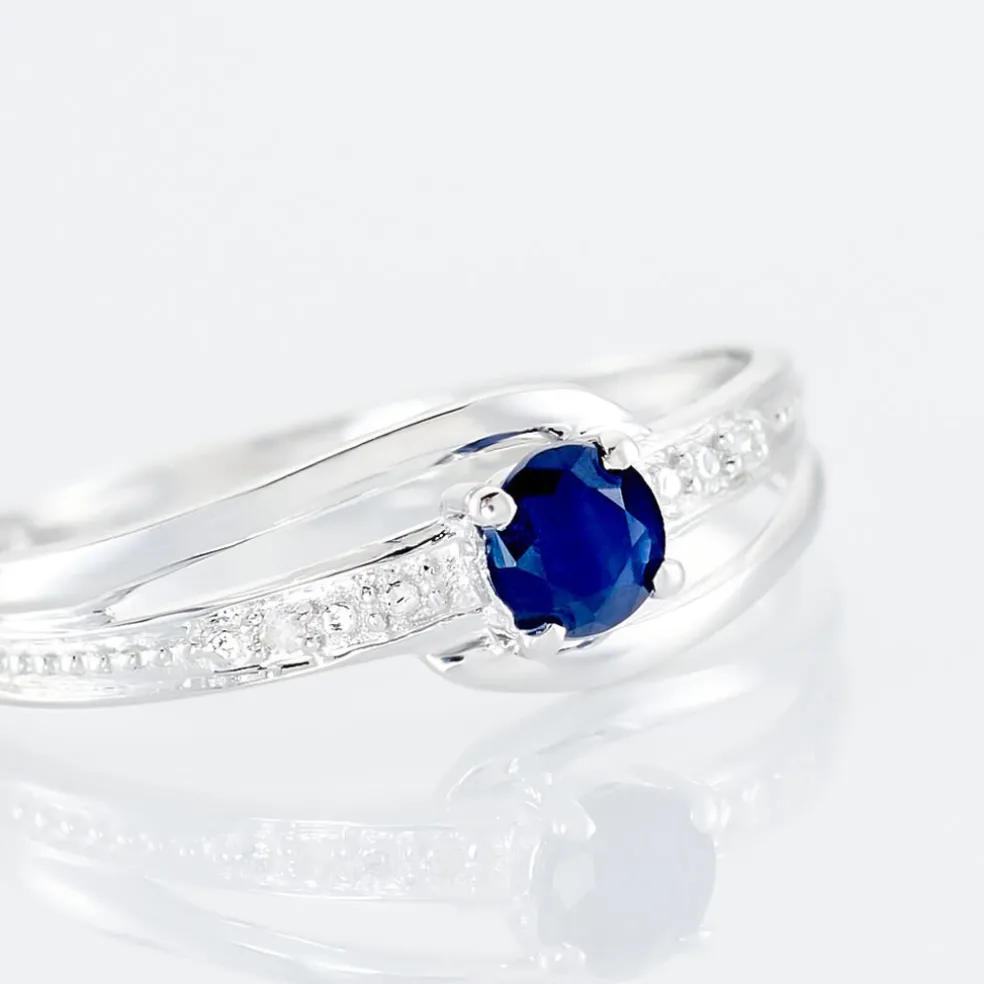 Bague Tanissia Or Blanc Saphir Et Diamant