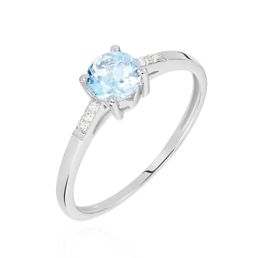Bague Tarente Or Blanc Topaze Et Oxyde De Zirconium