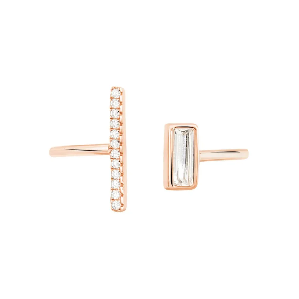 Bague Tea Argent Blanc Rose Oxyde De Zirconium