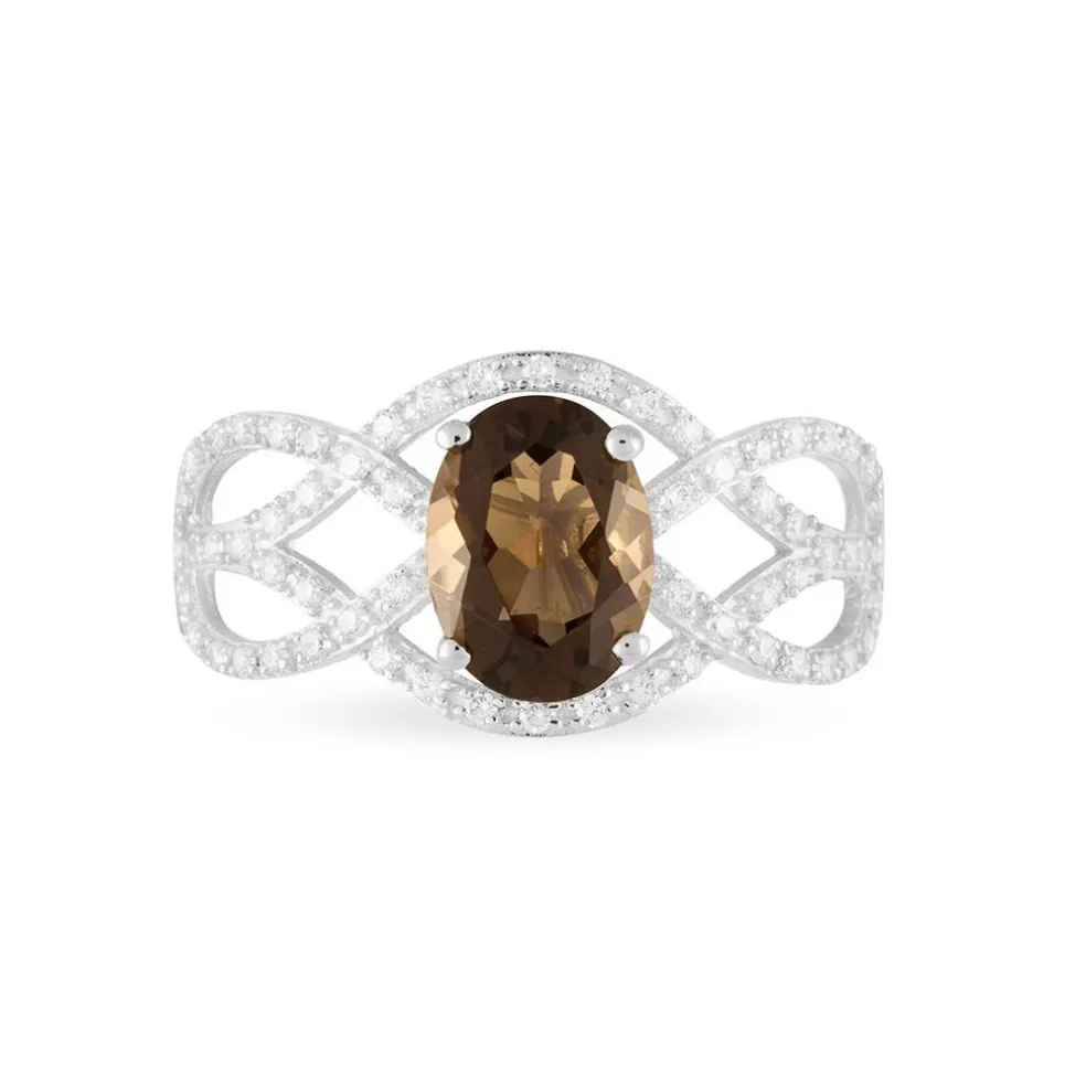 Bague Tina Or Blanc Quartz Et Diamant