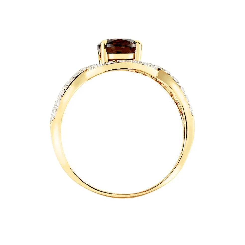 Bague Tina Or Jaune Quartz Et Oxyde De Zirconium