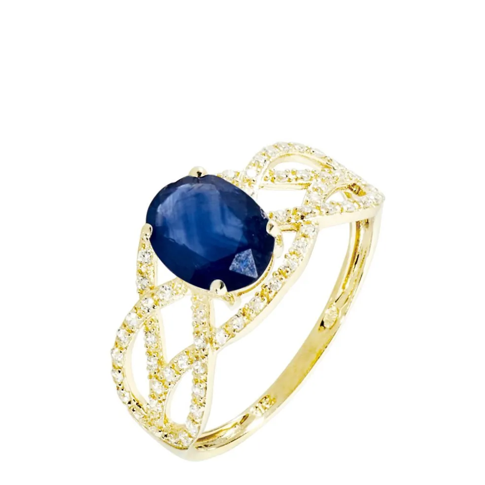 Bague Tina Or Jaune Saphir Et Diamant