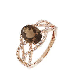 Bague Tina Or Rose Quartz Et Oxyde De Zirconium