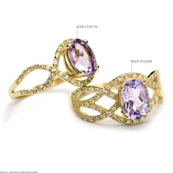 Bague Tina Or Rose Quartz Et Oxyde De Zirconium