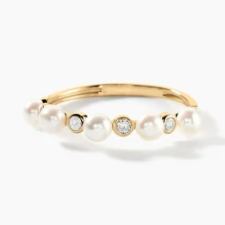 Bague Tiny Pearls Or Jaune Perle De Culture Oxyde De Zirconium