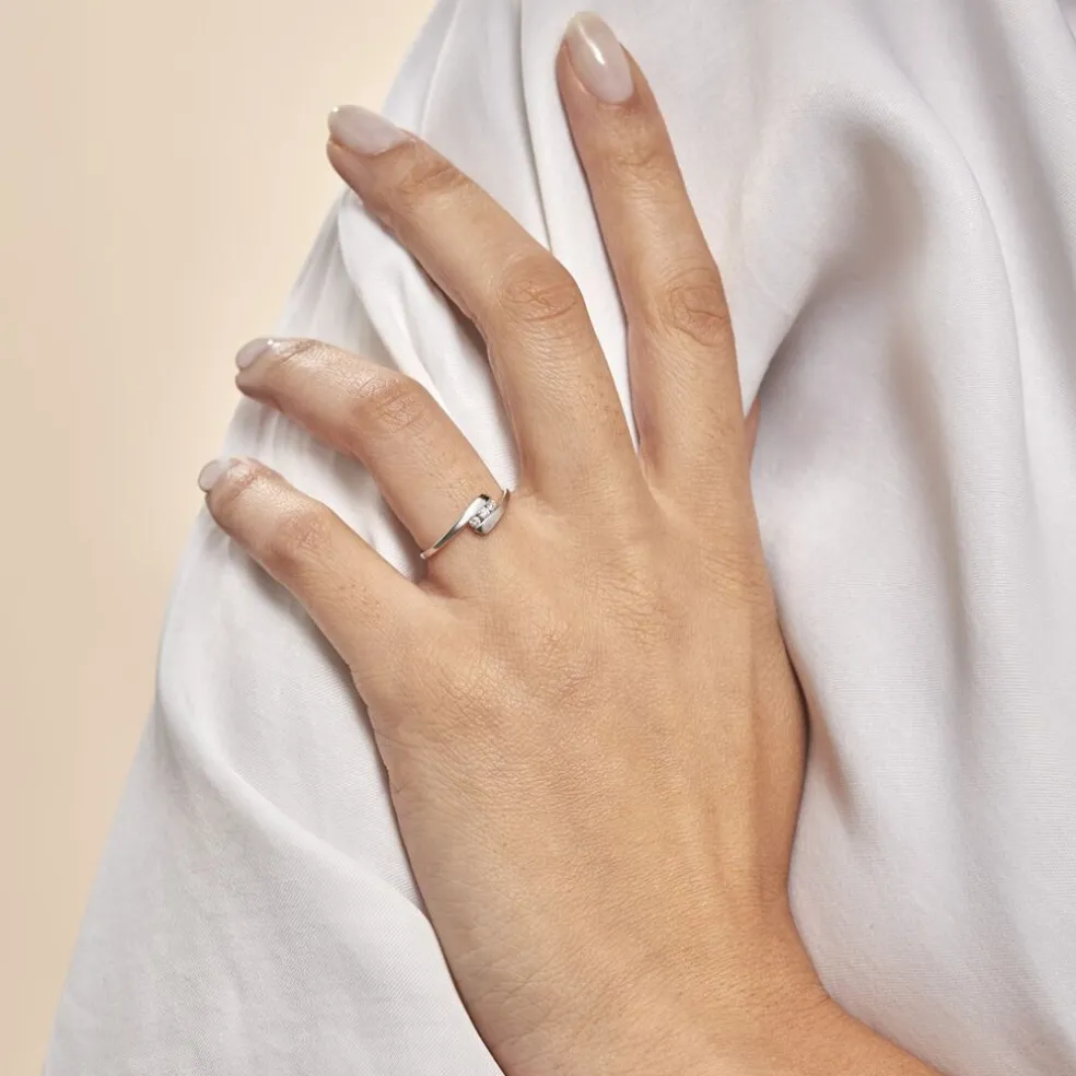 Bague Trilogie Or Blanc Diamant