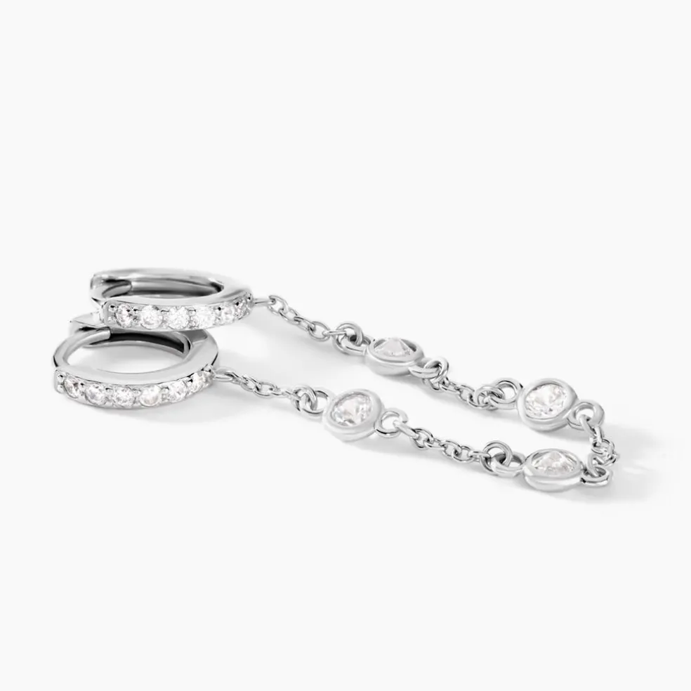 Bijou D'oreille Unitaire Argent Blanc Gretus Oxydes De Zirconium