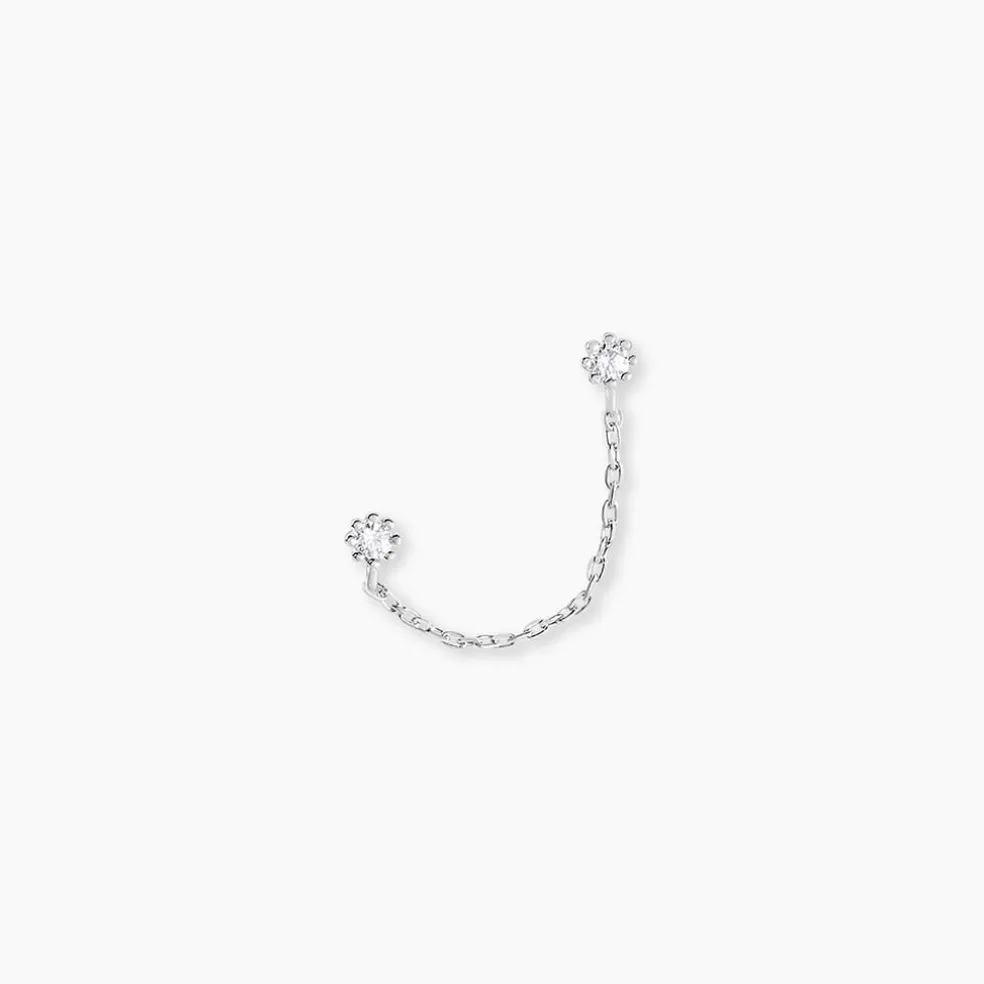 Bijou D'oreille Unitaire Argent Blanc Rocca Oxyde De Zirconium