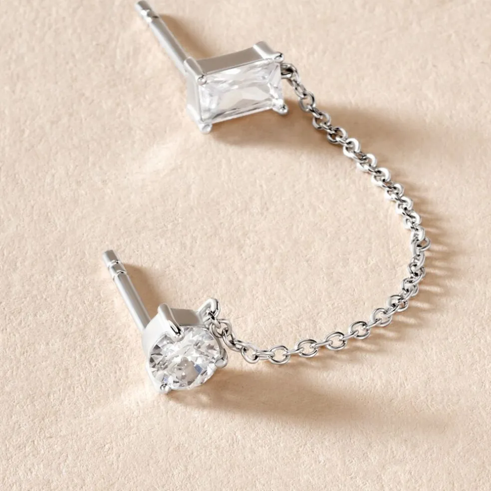 Bijou D'oreille Unitaire Kirstie Argent Blanc Oxyde De Zirconium
