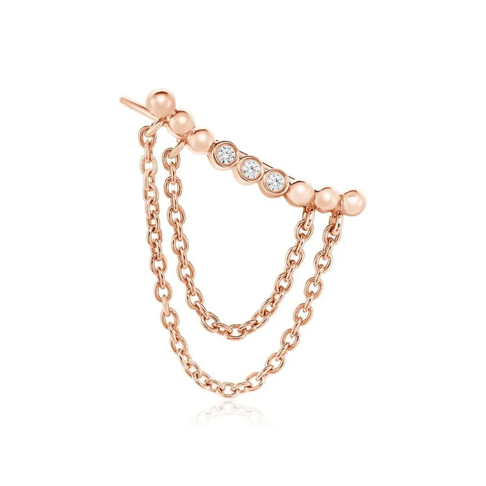 Bijou D'oreille Unitaire Katelyn Argent Rose Oxyde De Zirconium