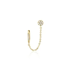 Bijou D'oreille Unitaire Plaqué Or Hesmee Oxyde De Zirconium