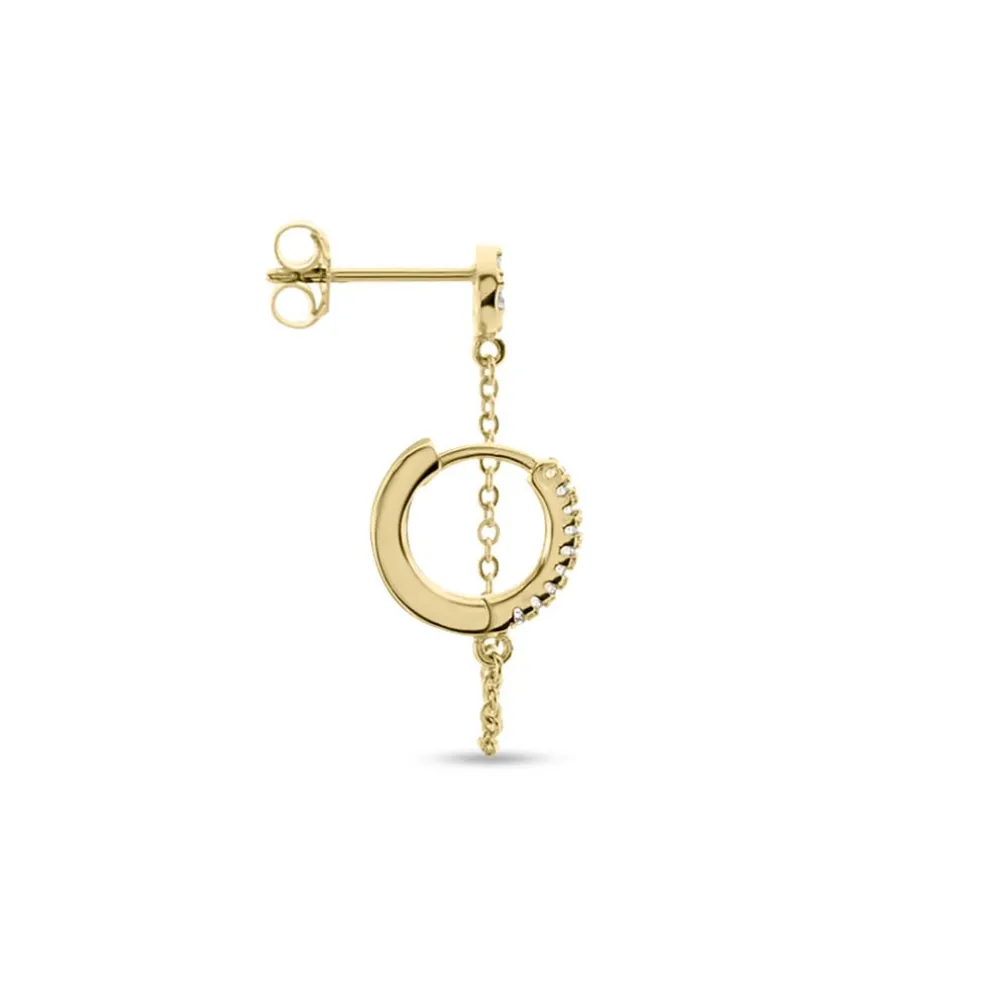 Bijou D'oreille Unitaire Plaqué Or Hesmee Oxyde De Zirconium