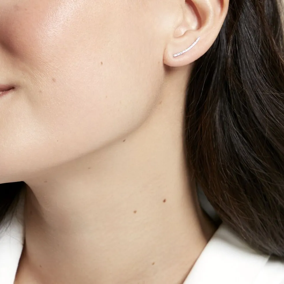 Bijoux D'oreilles Eleana Or Blanc Oxyde De Zirconium